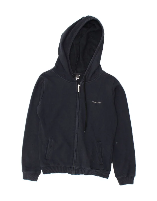 REEBOK Womens Zip Hoodie Sweater UK 10 Small Navy Blue Cotton Hoodie with Lining Warm Insulated REEBOK Womens Zip Hoodie Sweater UK 10 Small Navy Blue Cotton Hoodie with Lining Warm Insulated