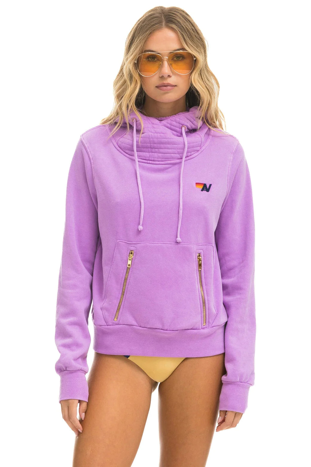 AVIATOR NATION NINJA PULLOVER HOODIE - NEON PURPLE Hoodie with Longline Fit Extended Stylish AVIATOR NATION NINJA PULLOVER HOODIE - NEON PURPLE Hoodie with Longline Fit Extended Stylish