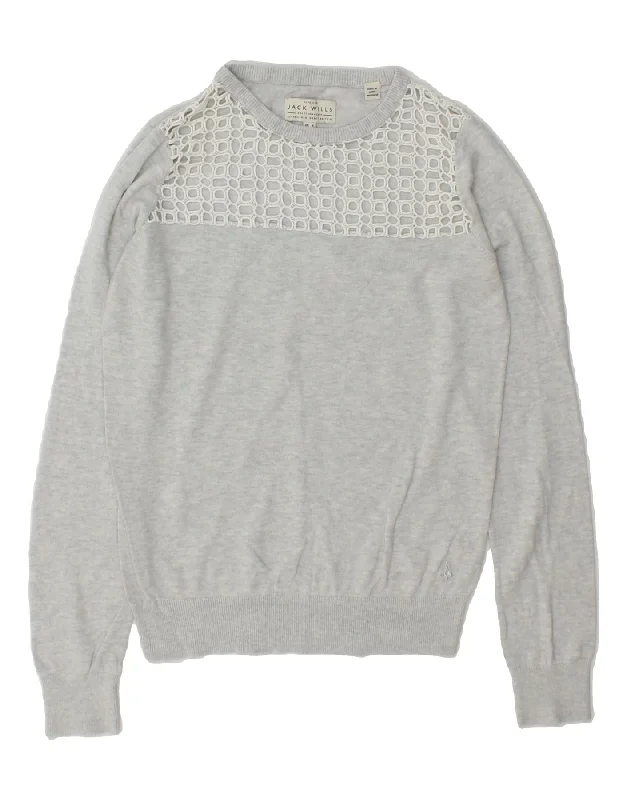 JACK WILLS Womens Crew Neck Jumper Sweater UK 6 XS Grey Cotton Casual Formal Business JACK WILLS Womens Crew Neck Jumper Sweater UK 6 XS Grey Cotton Casual Formal Business