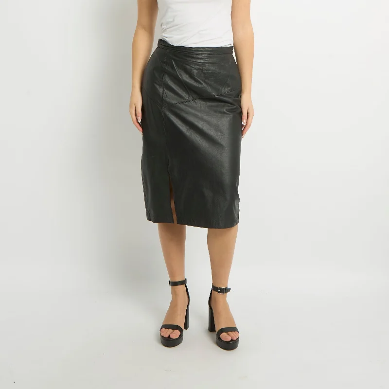 Leather Midi Skirt - UK 10 corduroy skirt durable