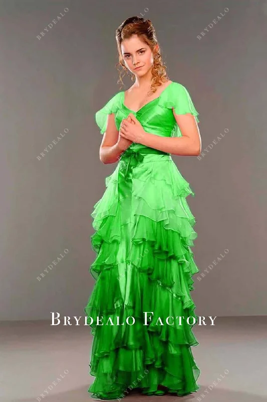 Hermione Yule Ball Dress | Green Chiffon Drop Waist Christmas Party Gown Tunics Cozy comfortable Hermione Yule Ball Dress | Green Chiffon Drop Waist Christmas Party Gown Tunics Cozy comfortable