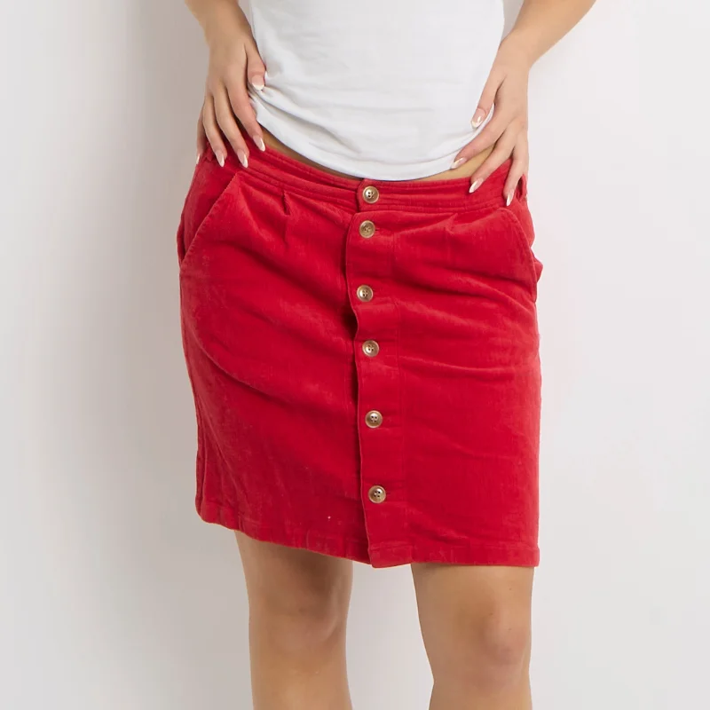 Corduroy Button Detail Mini Skirt - UK 6 cotton skirt soft
