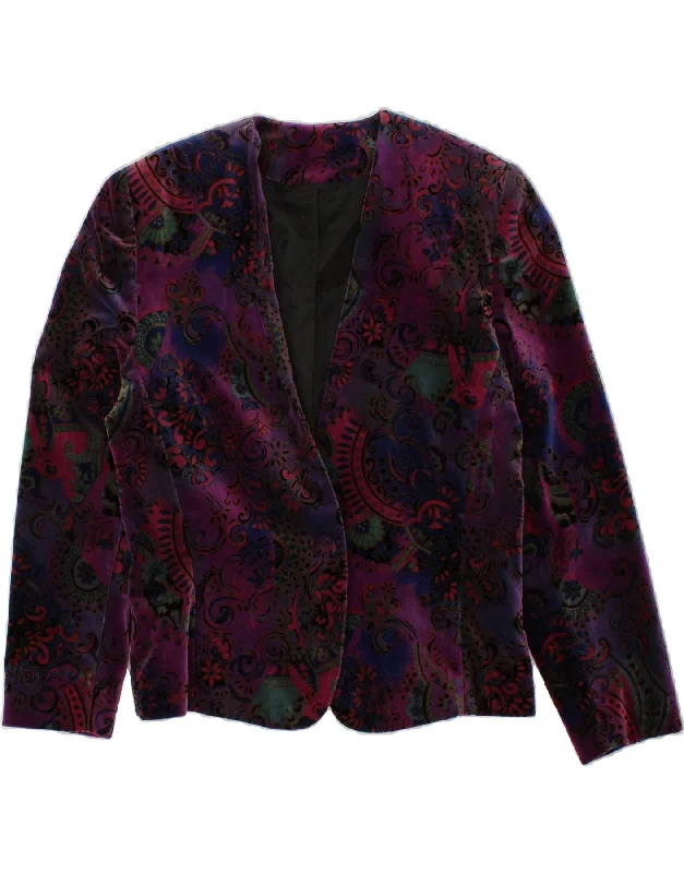 VINTAGE Womens 1 Button 3/4 Sleeve Blazer Jacket UK 10 Small Purple Collared Jacket Crew Neck Jacket Turtle Neck Jacket VINTAGE Womens 1 Button 3/4 Sleeve Blazer Jacket UK 10 Small Purple Collared Jacket Crew Neck Jacket Turtle Neck Jacket