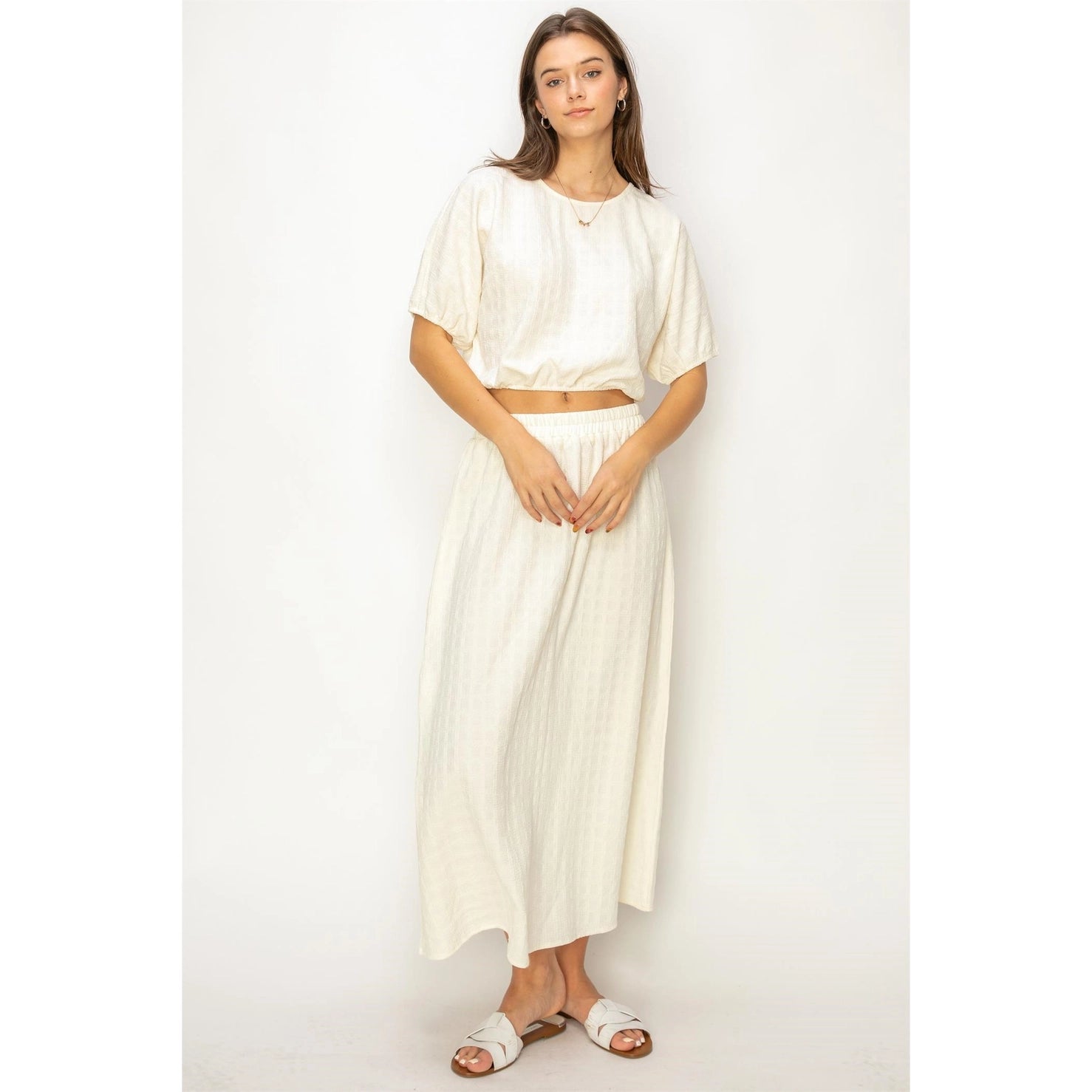 Cream Textured Woven Skirt velvet skirt plush
