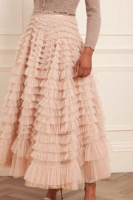 Hattie Ruffle Ankle Skirt cashmere skirt fine