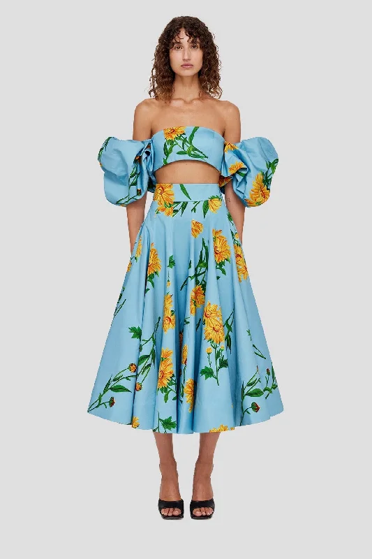 Leo Lin Marguerite Bleu Maxi Skirt - Bleu maxi skirt elegant