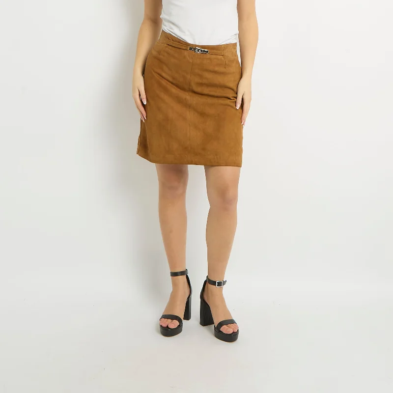 Suede Mini Skirt - UK 12 chiffon skirt flowing