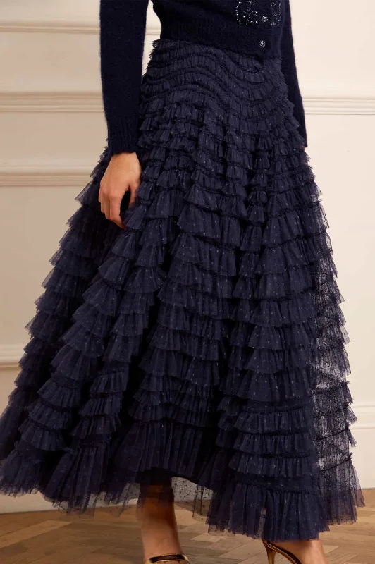 Hattie Ruffle Ankle Skirt lace skirt elegant
