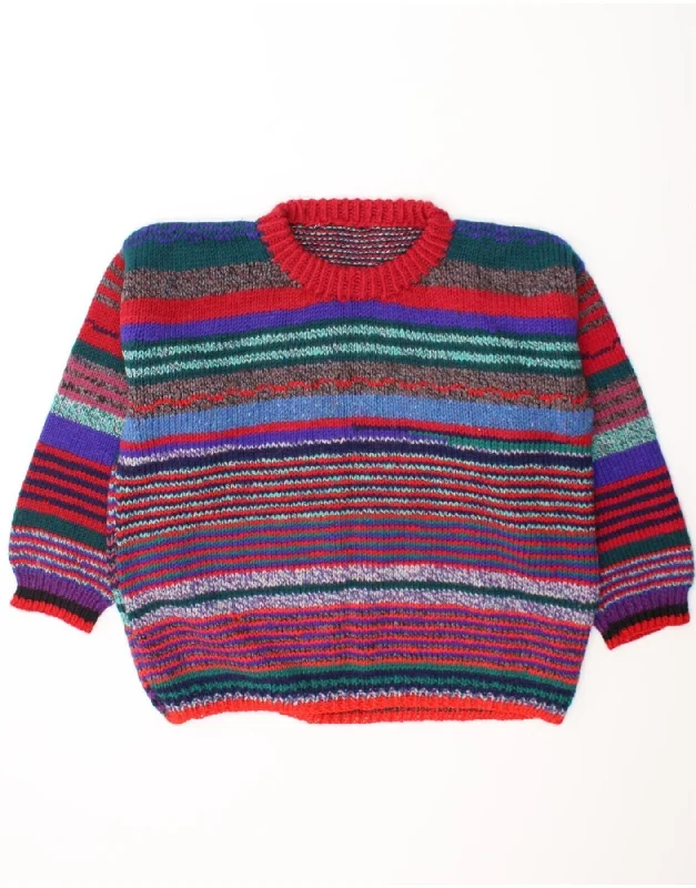 VINTAGE Womens Crew Neck Jumper Sweater UK 20 2XL Multicoloured Striped Hooded Sweater Collared Sweater Shawl Collar VINTAGE Womens Crew Neck Jumper Sweater UK 20 2XL Multicoloured Striped Hooded Sweater Collared Sweater Shawl Collar