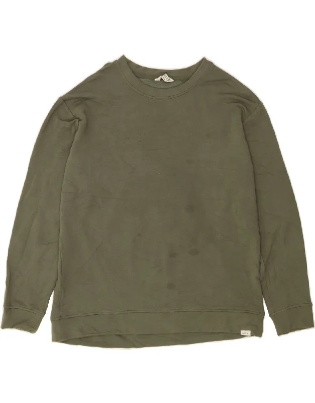 ORVIS Womens Sweatshirt Jumper UK 14 Medium Khaki Modal Hoodie with Raw Hem Edgy Unfinished ORVIS Womens Sweatshirt Jumper UK 14 Medium Khaki Modal Hoodie with Raw Hem Edgy Unfinished