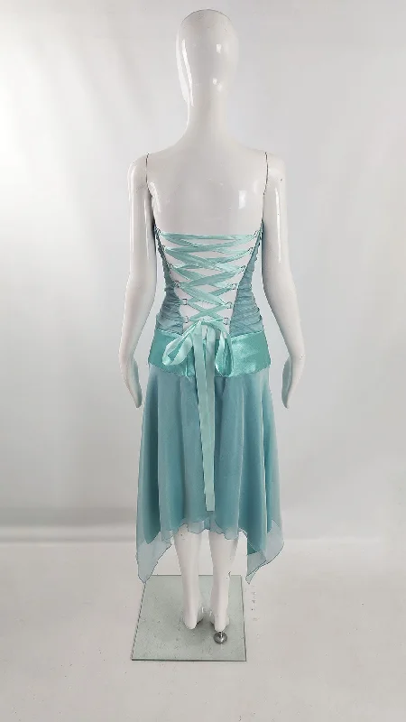 Charas Vintage y2k Ribbon Back Mint Blue Corset Fairy Dress, 2000s Tunics Versatile all-occasion Charas Vintage y2k Ribbon Back Mint Blue Corset Fairy Dress, 2000s Tunics Versatile all-occasion