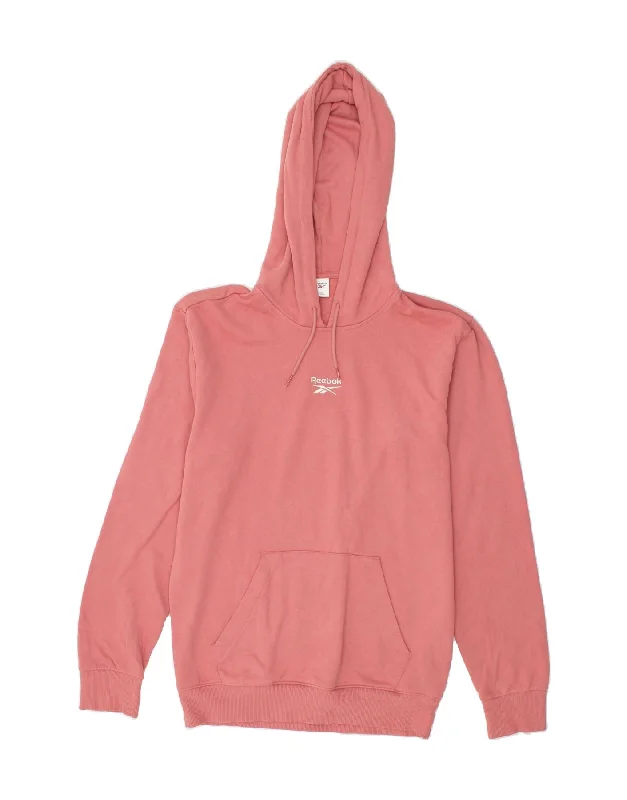 REEBOK Womens Oversized Hoodie Jumper UK 10 Small Pink Cotton Hoodie with Cuffed Sleeves Snug Secure REEBOK Womens Oversized Hoodie Jumper UK 10 Small Pink Cotton Hoodie with Cuffed Sleeves Snug Secure