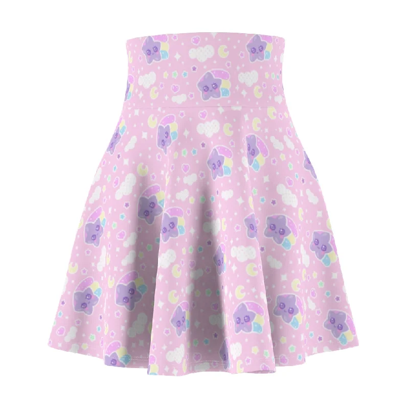 Magical sky shooting star cuties women's skater skirt - light pink lace skirt elegant