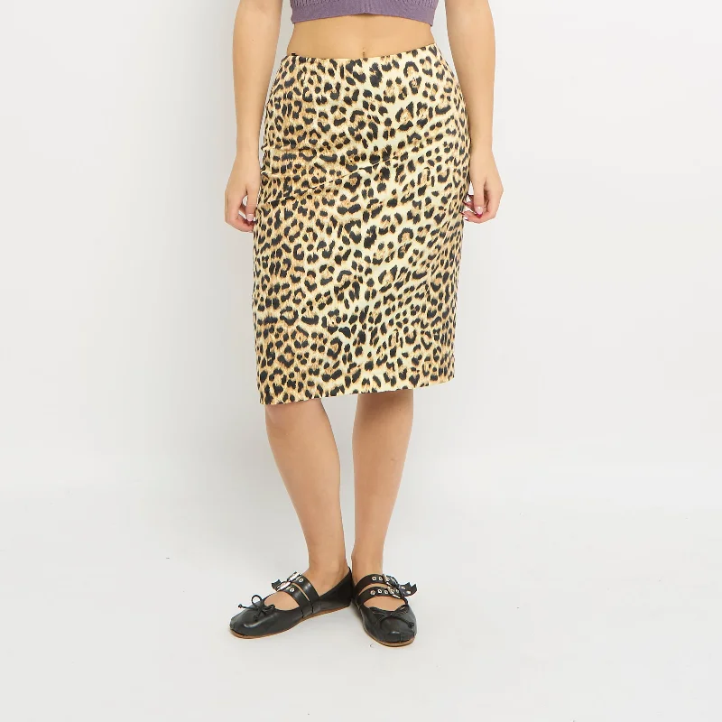 Leopard Print Tailored Midi Skirt- UK 6 mini skirt trendy