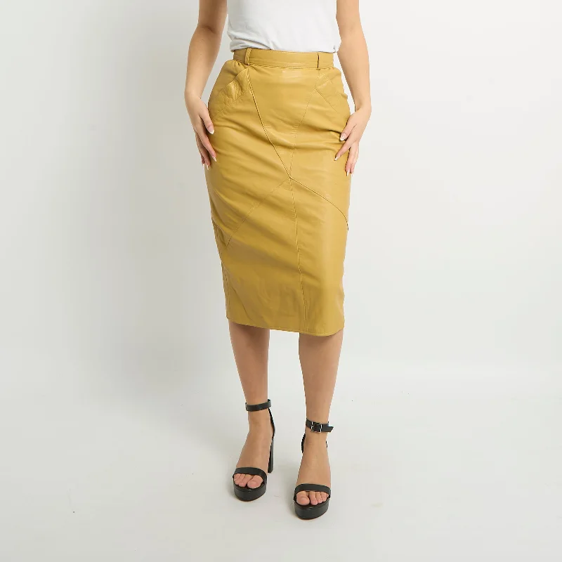 Leather Midi Skirt - UK 6 cashmere skirt fine