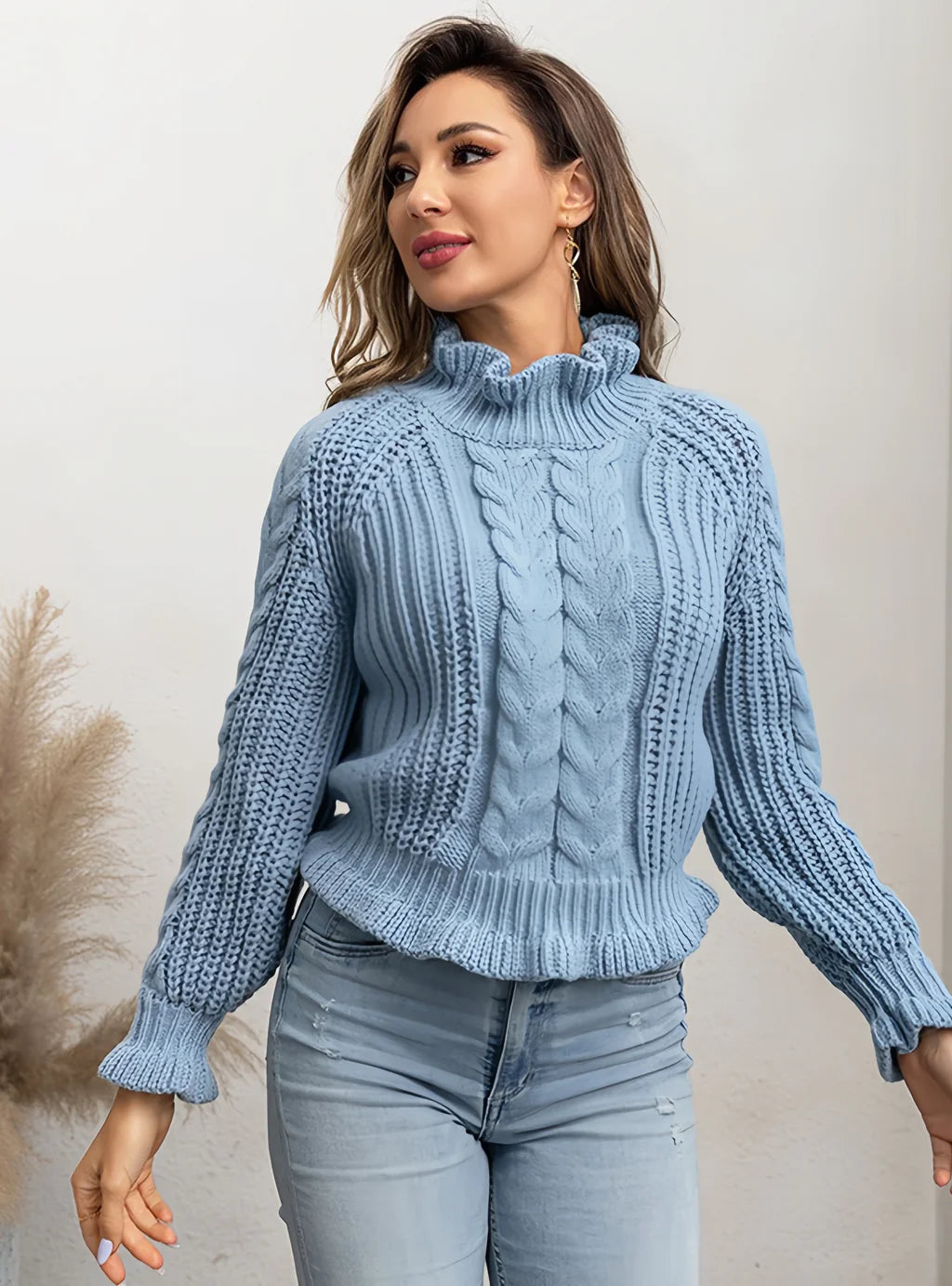 FASHION TWISTED TURTLENECK LOOSE THICK SWEATER Wool Sweater Cotton Sweater Cashmere Sweater FASHION TWISTED TURTLENECK LOOSE THICK SWEATER Wool Sweater Cotton Sweater Cashmere Sweater