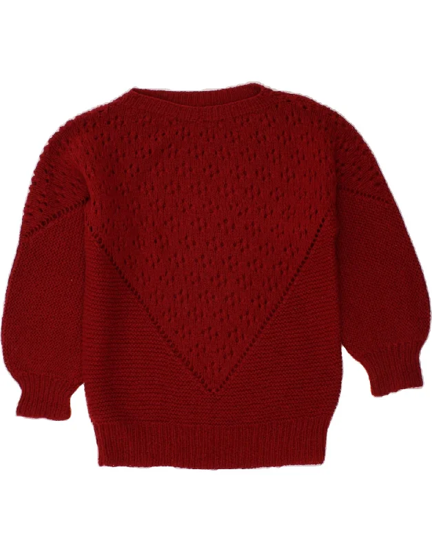 VINTAGE Womens Boat Neck Jumper Sweater UK 14 Large Red Nylon Fabric Polyester Fabric Spandex Fabric VINTAGE Womens Boat Neck Jumper Sweater UK 14 Large Red Nylon Fabric Polyester Fabric Spandex Fabric