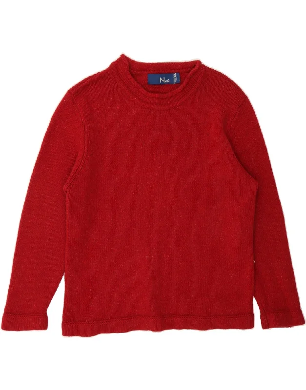 VINTAGE Womens 3/4 Sleeve Turtle Neck Jumper Sweater UK 18 XL Red Neon Metallic Matte VINTAGE Womens 3/4 Sleeve Turtle Neck Jumper Sweater UK 18 XL Red Neon Metallic Matte