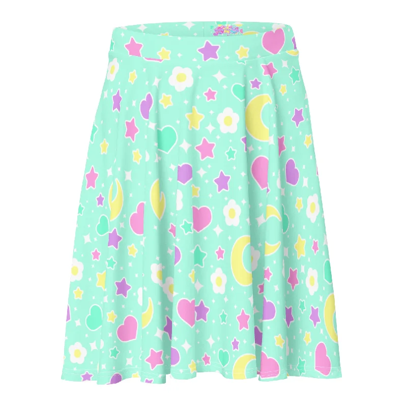 Magical Spring Mint Skater Skirt wool skirt sturdy
