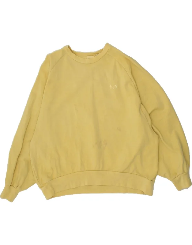 LEVI'S Womens Oversized Sweatshirt Jumper UK 14 Medium Yellow Cotton Hoodie with Half-Zip Sporty Casual LEVI'S Womens Oversized Sweatshirt Jumper UK 14 Medium Yellow Cotton Hoodie with Half-Zip Sporty Casual