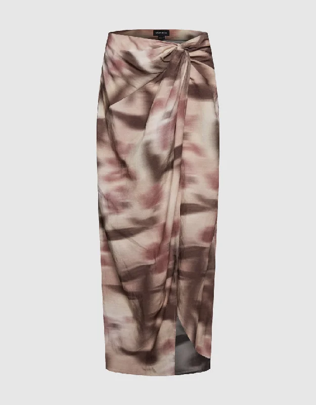 Printed Wrapped Straight Skirt wool skirt warm