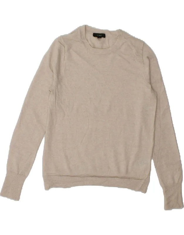 J. CREW Womens Crew Neck Jumper Sweater UK 10 Small Beige Merino Wool Graphic Sweater Embroidered Appliqued J. CREW Womens Crew Neck Jumper Sweater UK 10 Small Beige Merino Wool Graphic Sweater Embroidered Appliqued