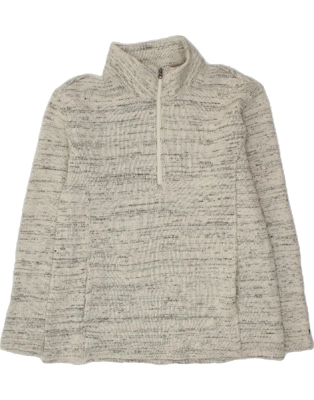 COLUMBIA Womens Zip Neck Sweatshirt Jumper UK 16 Large Grey Striped Hoodie with Raglan Sleeves Sporty Comfortable COLUMBIA Womens Zip Neck Sweatshirt Jumper UK 16 Large Grey Striped Hoodie with Raglan Sleeves Sporty Comfortable