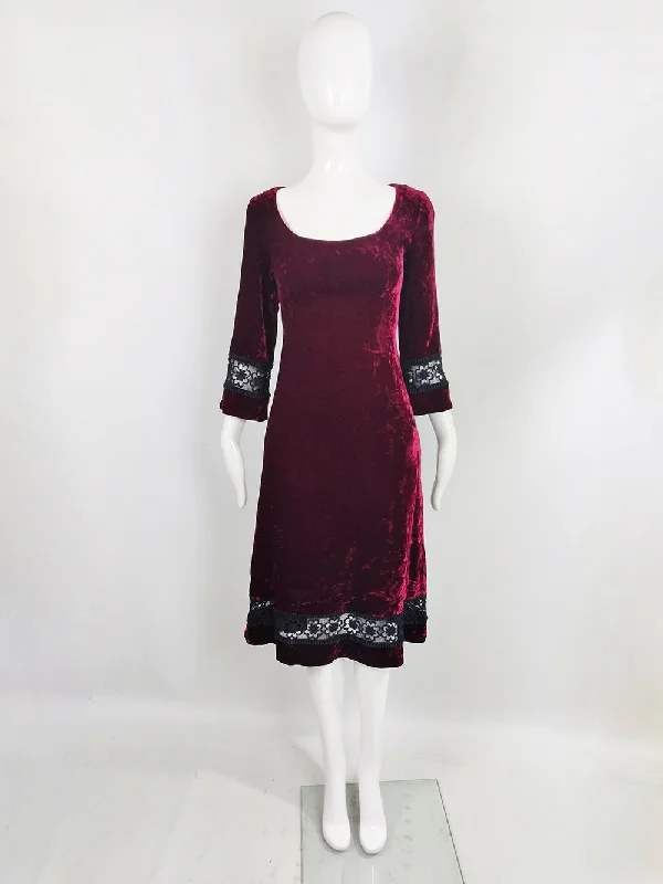 Roter Couture Vintage Wine Red Crushed Velvet Dress, 1970s Tunics Sophisticated sleek Roter Couture Vintage Wine Red Crushed Velvet Dress, 1970s Tunics Sophisticated sleek