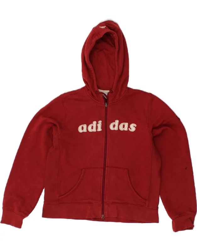 ADIDAS Womens Graphic Zip Hoodie Sweater UK 14 Large Red Cotton Open Front Closed Front Wrap Front ADIDAS Womens Graphic Zip Hoodie Sweater UK 14 Large Red Cotton Open Front Closed Front Wrap Front