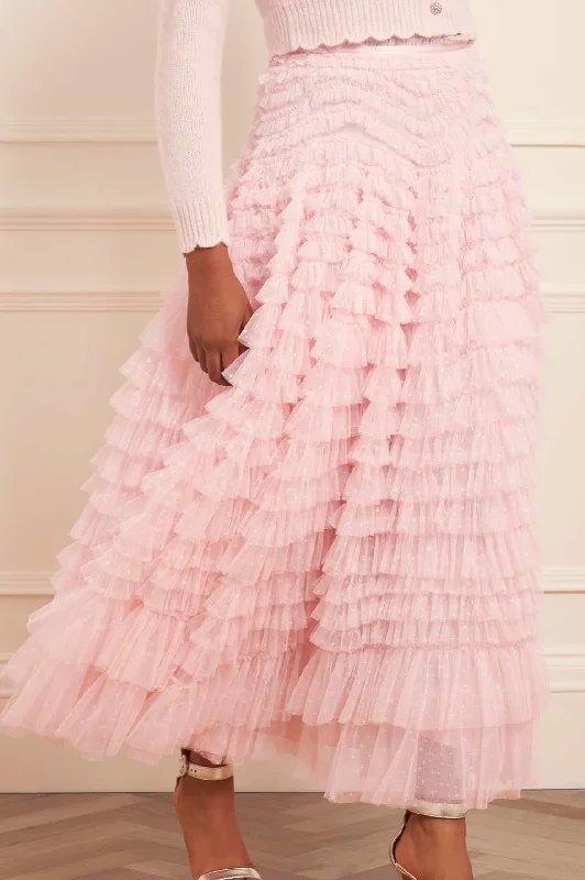 Hattie Ruffle Ankle Skirt wool skirt sturdy