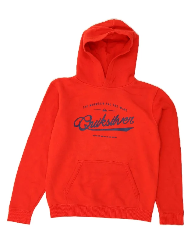 QUIKSILVER Womens Graphic Hoodie Jumper UK 14 Medium Red Hoodie with Hem Fringe Bohemian Relaxed QUIKSILVER Womens Graphic Hoodie Jumper UK 14 Medium Red Hoodie with Hem Fringe Bohemian Relaxed