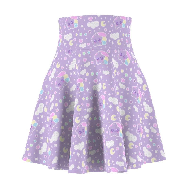 Magical sky shooting star cuties women's skater skirt - purple wool skirt breathable