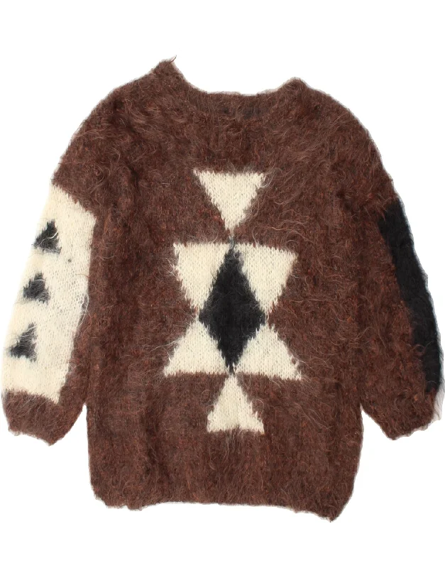 VINTAGE Womens Boat Neck Jumper Sweater UK 16 Large Brown Argyle/Diamond Satin Fabric Silk Fabric Chiffon Fabric VINTAGE Womens Boat Neck Jumper Sweater UK 16 Large Brown Argyle/Diamond Satin Fabric Silk Fabric Chiffon Fabric