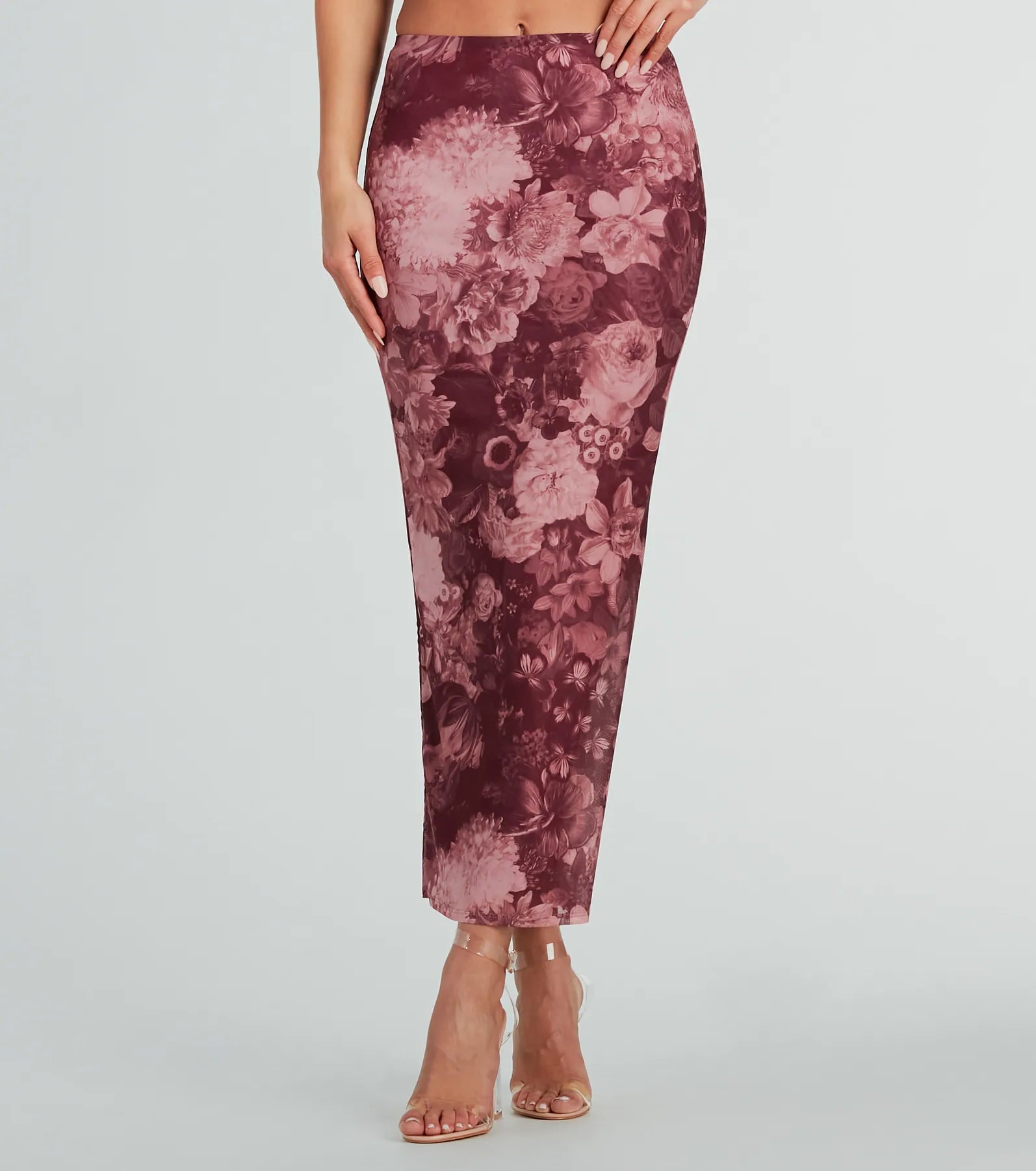 Stroll The Garden Mesh Floral Maxi Skirt wrap skirt elegant