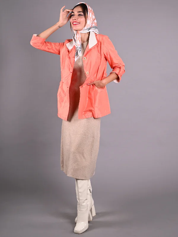 Odette Orange Taffeta Jacket for Women Zippered Jacket Buttoned Jacket Snapped Jacket Odette Orange Taffeta Jacket for Women Zippered Jacket Buttoned Jacket Snapped Jacket