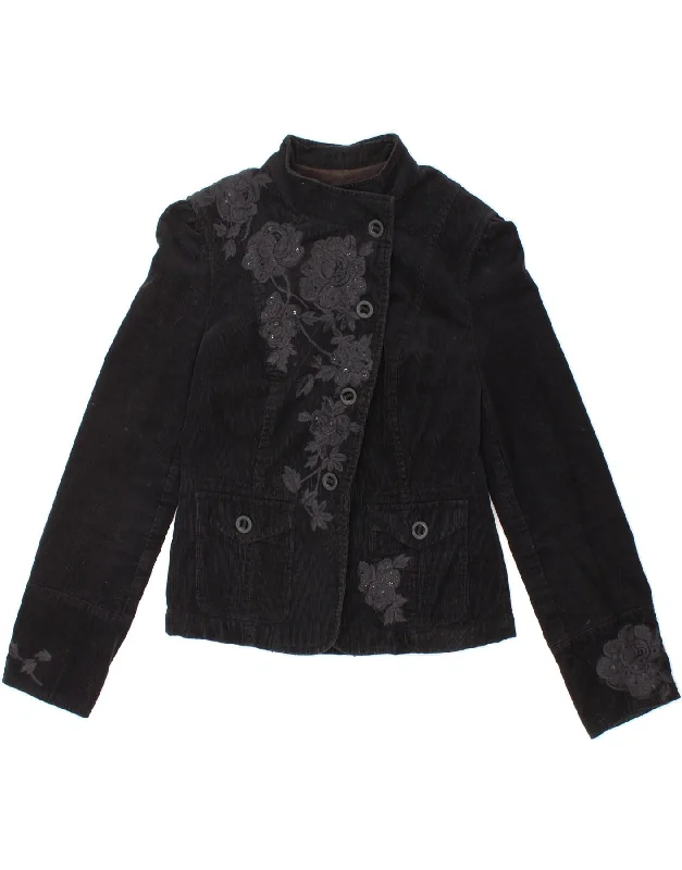 MONSOON Womens Corduroy Jacket UK 8 Small Black Floral Cotton Mesh Jacket Canvas Jacket Denim Jacket MONSOON Womens Corduroy Jacket UK 8 Small Black Floral Cotton Mesh Jacket Canvas Jacket Denim Jacket