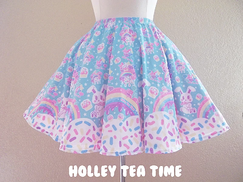 Rainbow Sweets mint skater skirt [made to order] cashmere skirt plush