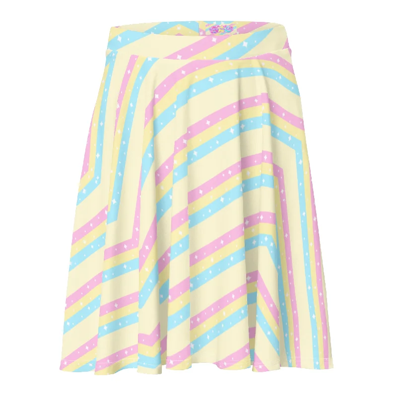 Teatime Fantasy Yellow Rainbow Skater Skirt chiffon skirt delicate
