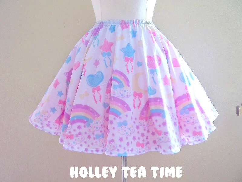 Pastel Party White Mini Skater Skirt lace skirt delicate