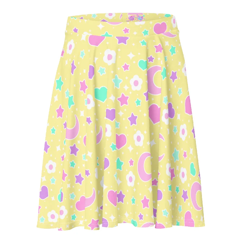 Magical Spring Yellow Skater Skirt chiffon skirt floaty