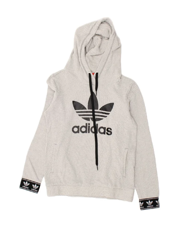 ADIDAS Womens Graphic Hoodie Jumper UK 10 Small Grey Cotton Hoodie with Sequins Glamorous Eye-catching ADIDAS Womens Graphic Hoodie Jumper UK 10 Small Grey Cotton Hoodie with Sequins Glamorous Eye-catching
