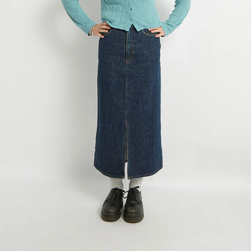 Denim Maxi Skirt - UK 10 wool skirt thick
