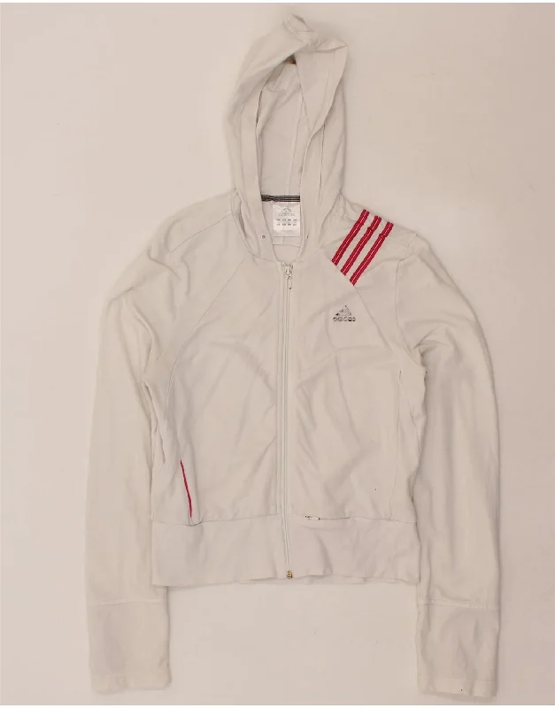 ADIDAS Womens Crop Zip Hoodie Sweater UK 12 Medium White Cotton Nylon Fabric Polyester Fabric Spandex Fabric ADIDAS Womens Crop Zip Hoodie Sweater UK 12 Medium White Cotton Nylon Fabric Polyester Fabric Spandex Fabric