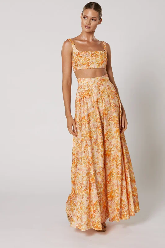 Winona Darana Skirt - Orange Print modal blend skirt