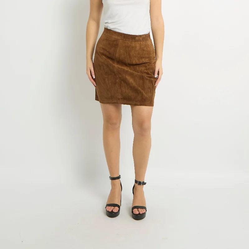 Suede Mini Skirt - UK 12 wool skirt warm