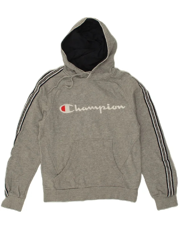 CHAMPION Womens Graphic Hoodie Jumper UK 6 XS Grey Cotton Hoodie with Batwing Sleeves Loose Dramatic CHAMPION Womens Graphic Hoodie Jumper UK 6 XS Grey Cotton Hoodie with Batwing Sleeves Loose Dramatic