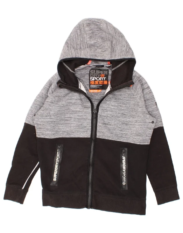SUPERDRY Womens Graphic Zip Hoodie Sweater UK 20 2XL Grey Colourblock Fleece Sweater Nylon Polyester SUPERDRY Womens Graphic Zip Hoodie Sweater UK 20 2XL Grey Colourblock Fleece Sweater Nylon Polyester
