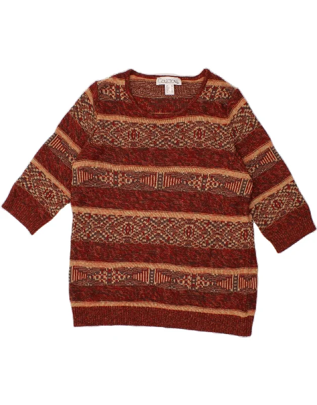 COLLECTION Womens Boat Neck Jumper Sweater UK 16 Large Brown Fair Isle Striped Floral Plaid COLLECTION Womens Boat Neck Jumper Sweater UK 16 Large Brown Fair Isle Striped Floral Plaid