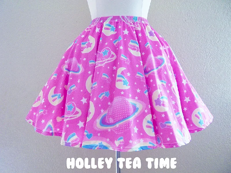 Saturn's wish pink skater skirt [made to order] velvet skirt luxurious