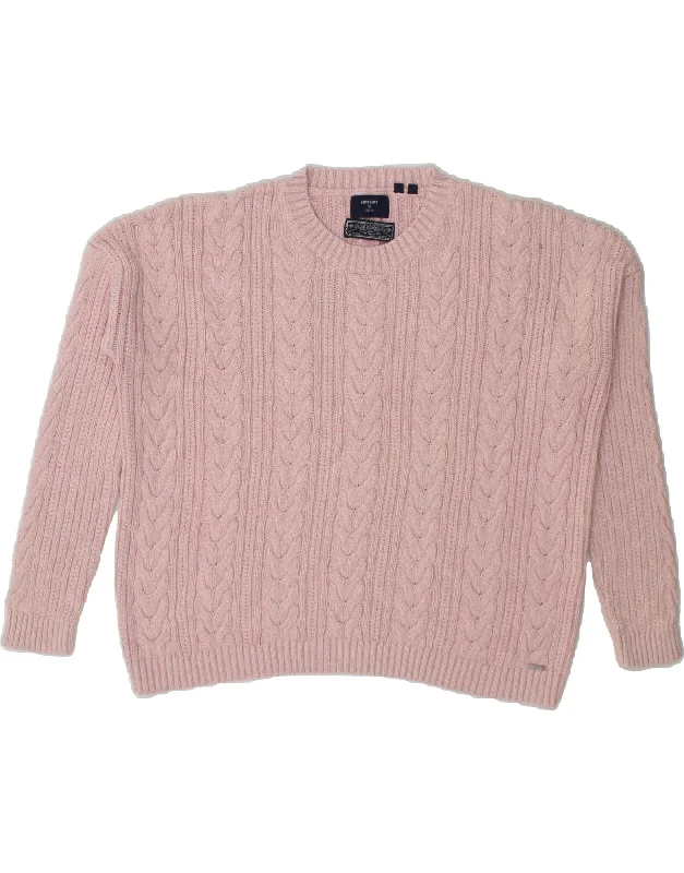 SUPERDRY Womens Crew Neck Jumper Sweater UK 12 Medium Pink Cotton Stretchy Elastic Breathable SUPERDRY Womens Crew Neck Jumper Sweater UK 12 Medium Pink Cotton Stretchy Elastic Breathable